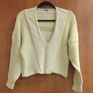 Free People V-neck Open Knit Sweater